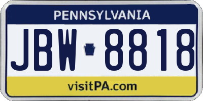 PA license plate JBW8818