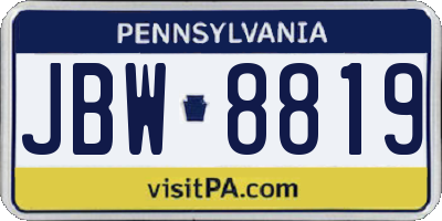 PA license plate JBW8819