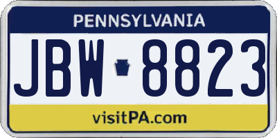 PA license plate JBW8823