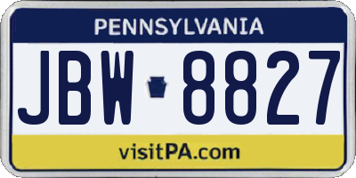 PA license plate JBW8827
