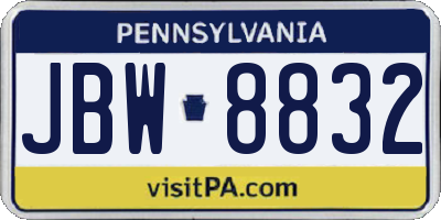 PA license plate JBW8832