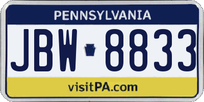 PA license plate JBW8833