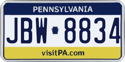 PA license plate JBW8834