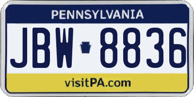 PA license plate JBW8836