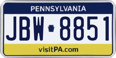 PA license plate JBW8851