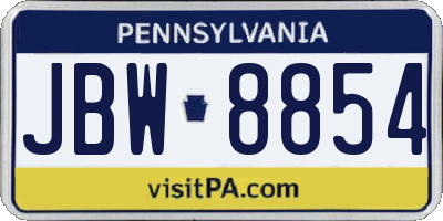 PA license plate JBW8854