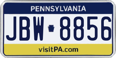 PA license plate JBW8856