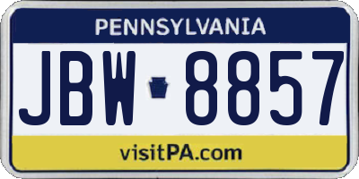 PA license plate JBW8857