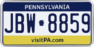 PA license plate JBW8859