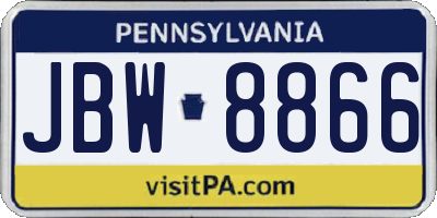 PA license plate JBW8866