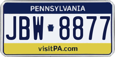 PA license plate JBW8877
