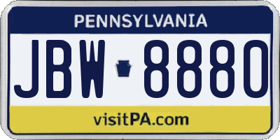 PA license plate JBW8880