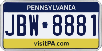 PA license plate JBW8881