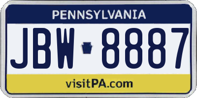 PA license plate JBW8887