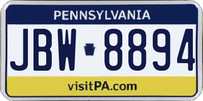 PA license plate JBW8894