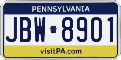 PA license plate JBW8901