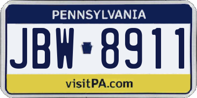 PA license plate JBW8911