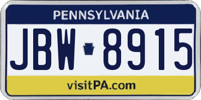 PA license plate JBW8915