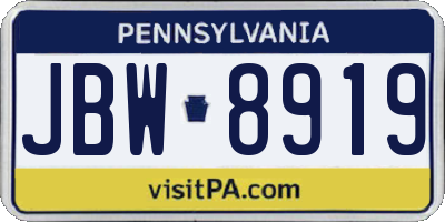 PA license plate JBW8919