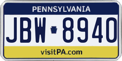 PA license plate JBW8940