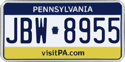 PA license plate JBW8955
