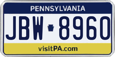 PA license plate JBW8960