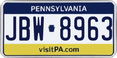 PA license plate JBW8963