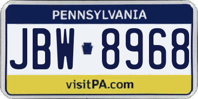 PA license plate JBW8968