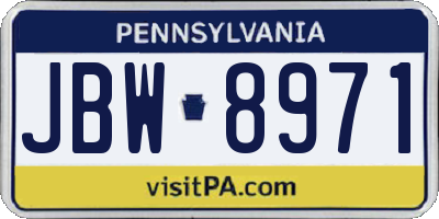 PA license plate JBW8971