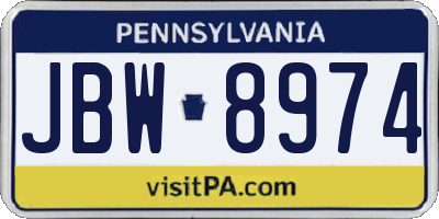 PA license plate JBW8974