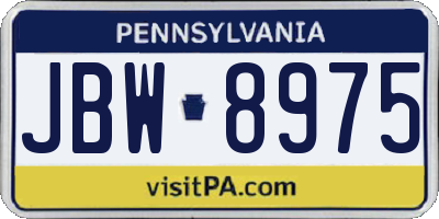 PA license plate JBW8975