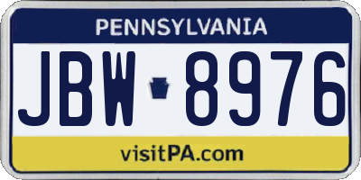 PA license plate JBW8976