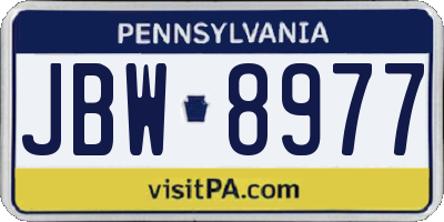 PA license plate JBW8977