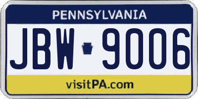 PA license plate JBW9006