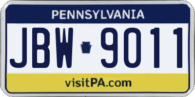 PA license plate JBW9011