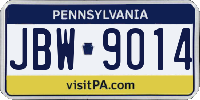 PA license plate JBW9014