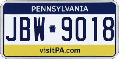 PA license plate JBW9018