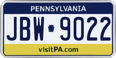 PA license plate JBW9022