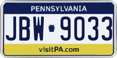PA license plate JBW9033