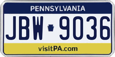 PA license plate JBW9036