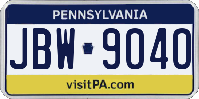 PA license plate JBW9040
