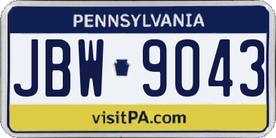 PA license plate JBW9043
