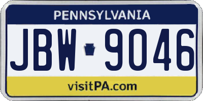 PA license plate JBW9046