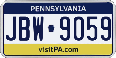 PA license plate JBW9059