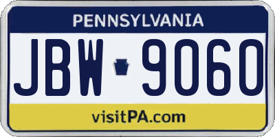 PA license plate JBW9060