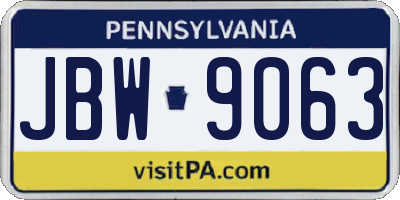 PA license plate JBW9063