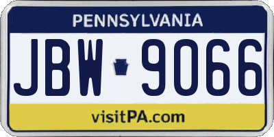 PA license plate JBW9066
