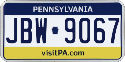 PA license plate JBW9067