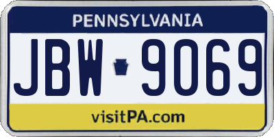 PA license plate JBW9069