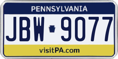 PA license plate JBW9077